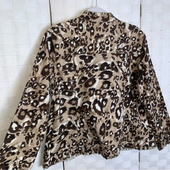 Additions By Chicos Ruffled Blazer Jacket Animal Print Women’s Size Medium - Picture 12 of 12